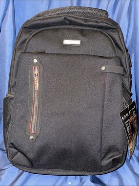 Eco Style Tech Pro Black Backpack with Red Accent —